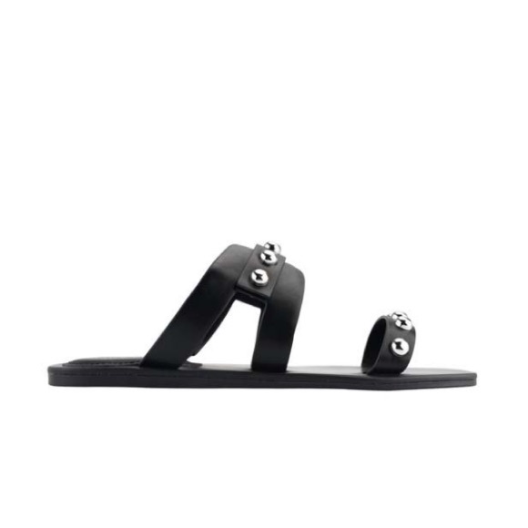 NIB Marc Fisher Black & Silver Studded Burlina Sandals Womens Size 8 Medium - Picture 4 of 8